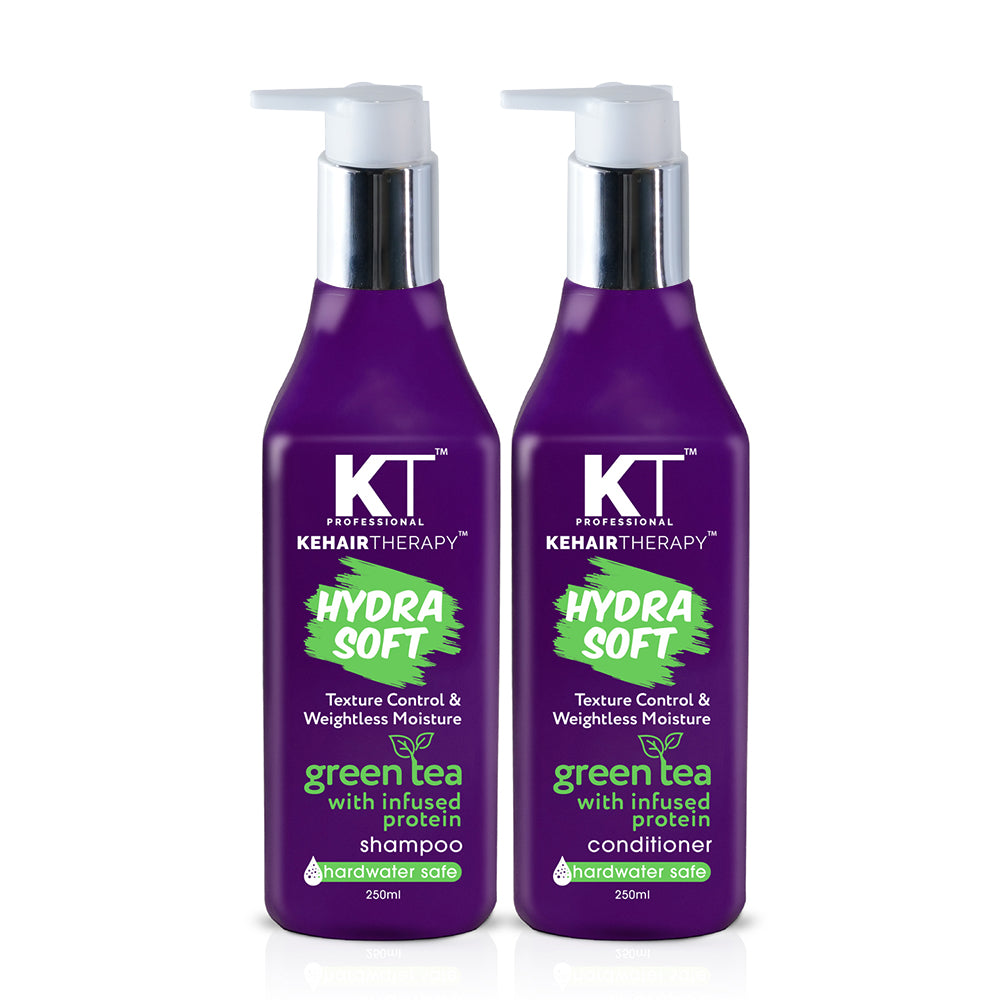 Hydra Soft Shampoo & Conditioner | With Green Tea & Proteins | Texture Control, Weightless Moisture & Hard Water Protection | Sulfate-Free, Paraben-Free | 250ml x 2