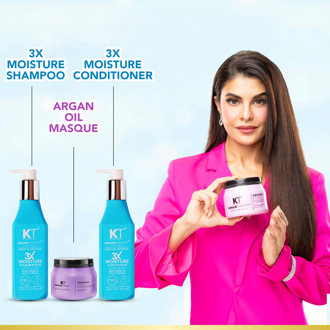 3X Moisture Shampoo & Conditioner 250ml + Argan Oil Hair Masque 500ml