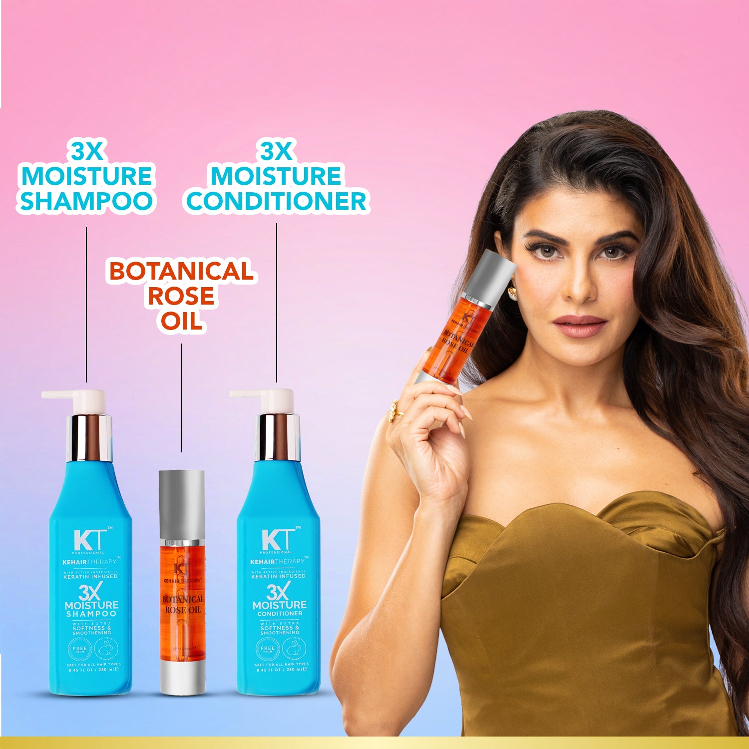 3X Moisture Shampoo & Conditioner 250ml + Botanical Rose Oil 50ml