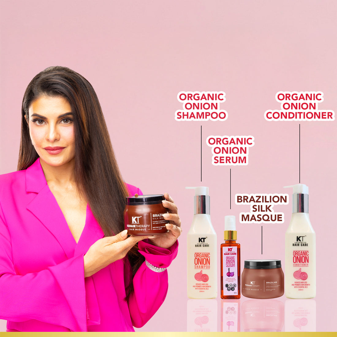 Organic Onion Shampoo & Conditioner 250ml + Onion Serum 100ml + Brazilian Silk Masque 500ml