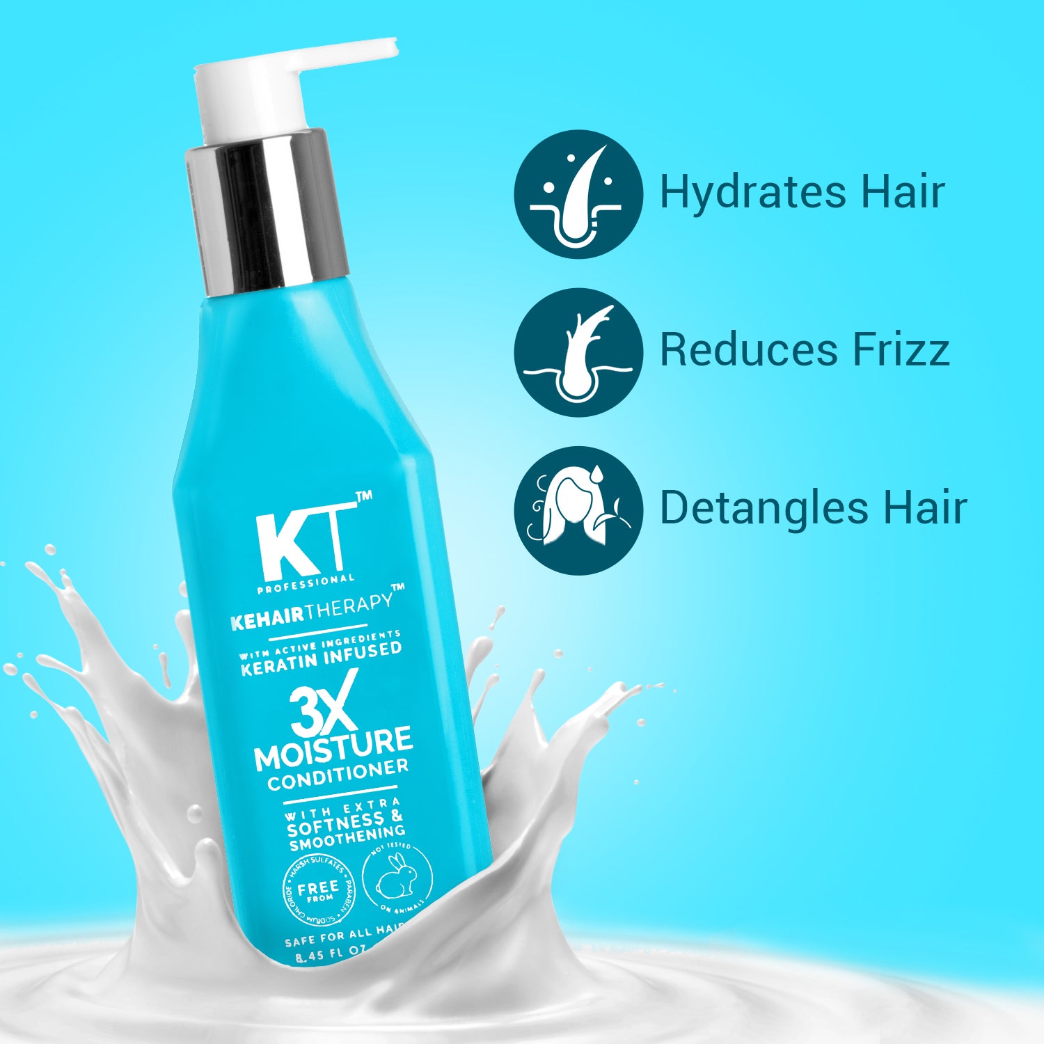 3X Moisture Conditioner | Keratin-Infused with Active Ingredients for Extra Softness & Smoothness | Sulfate-Free, Paraben-Free | 250ml