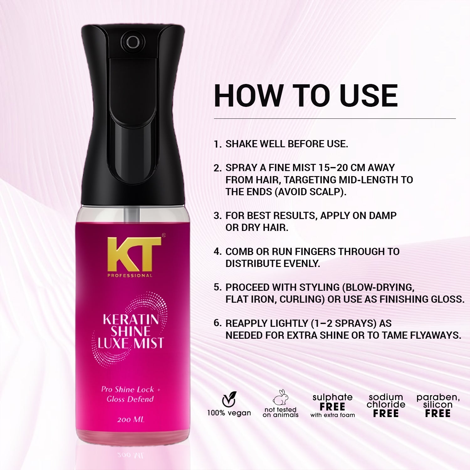 Keratin Shine Luxe Mist | Keratin + Argan & Almond Oil | Shine Lock & UV Protect | 200ml