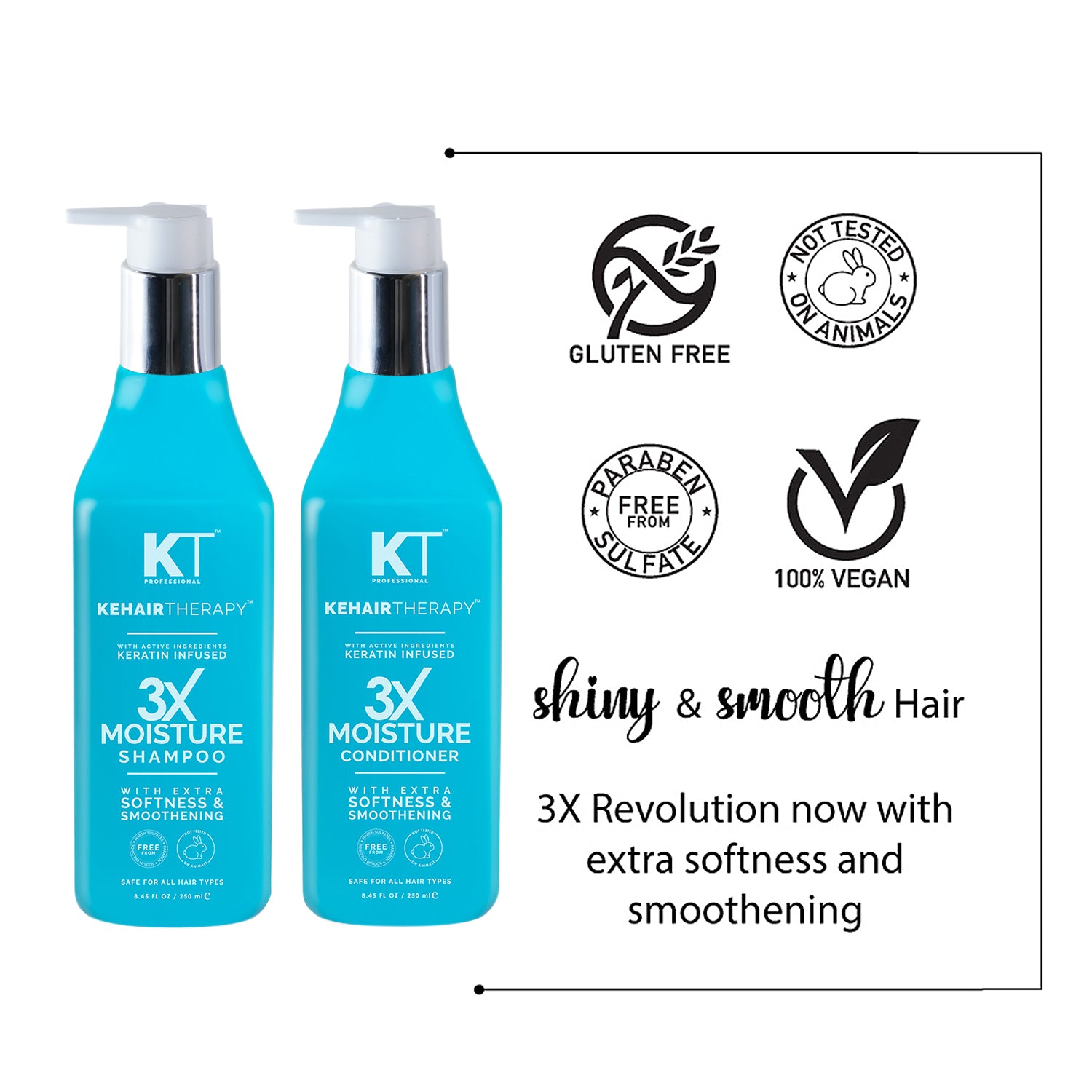 KT Professional 3x Shampoo &amp; Conditioner (pack of 2) 500 ml