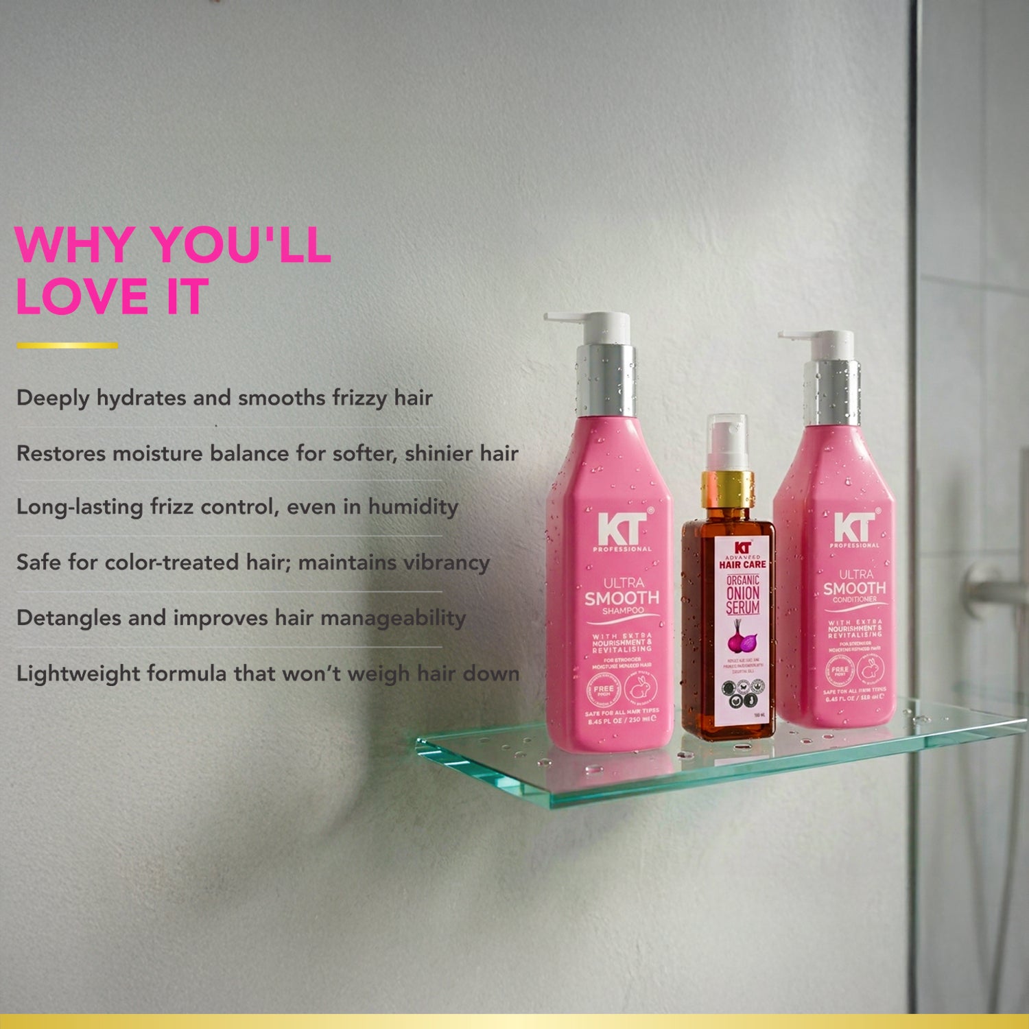 Ultra Smooth Shampoo & Conditioner 250ml + Organic Onion Serum 100ml