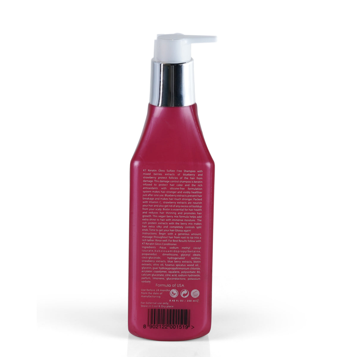 KT Professional Keratin Gloss Damage Repair & Split End Control Shampoo |Sulfate Free|Paraben Free 250ml