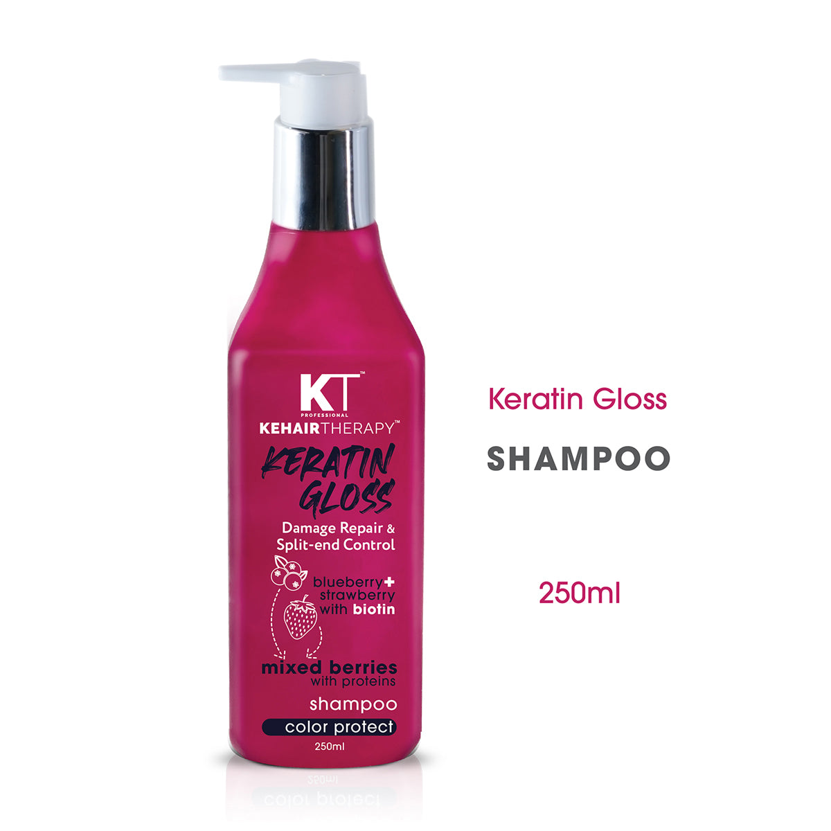KT Professional Keratin Gloss Damage Repair & Split End Control Shampoo |Sulfate Free|Paraben Free 250ml