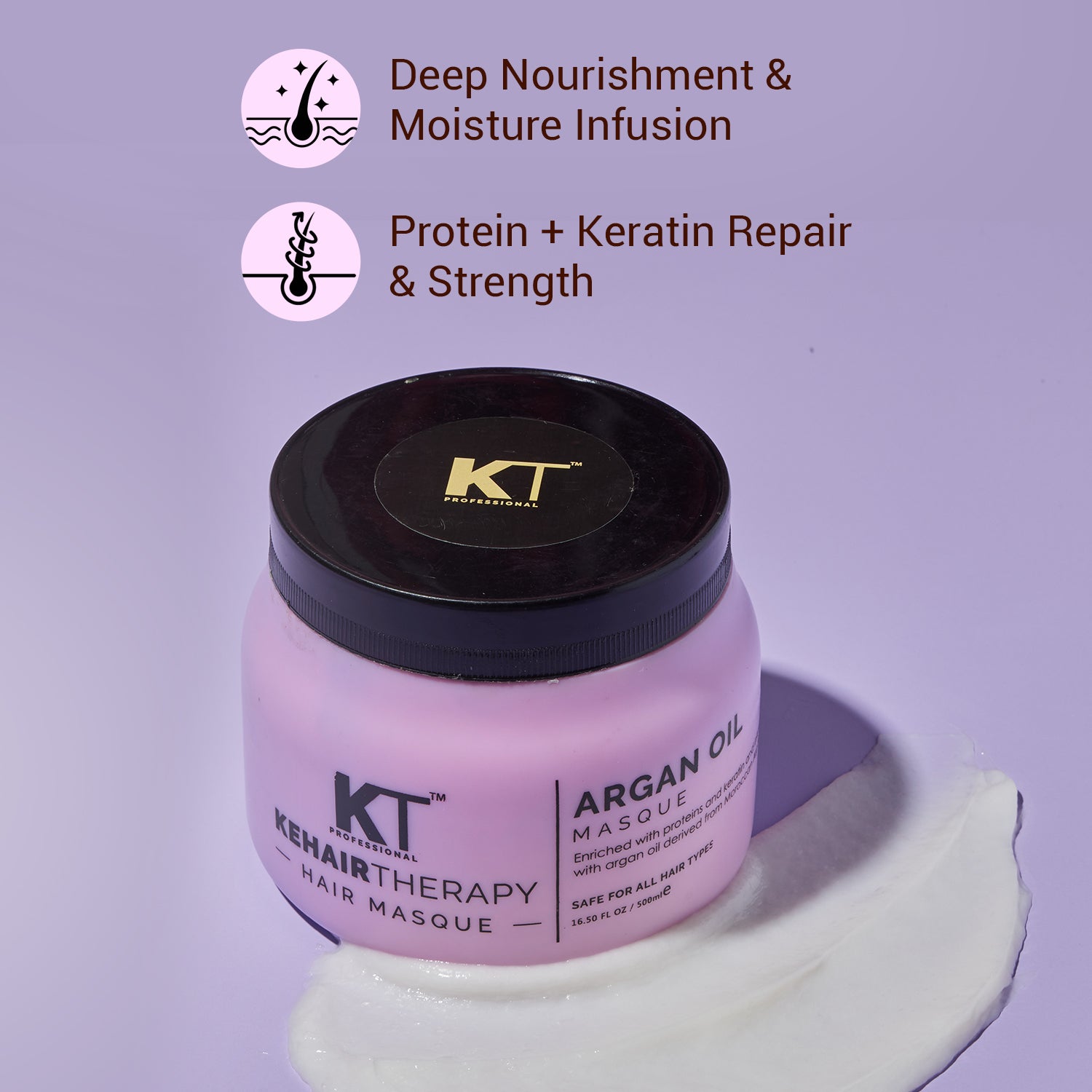 Argan Oil Hair Masque | Enriched with Proteins and Keratin | Deep Nourishment & Hydration for Dry, Damaged Hair | Sulfate-Free, Paraben-Free | 500ml