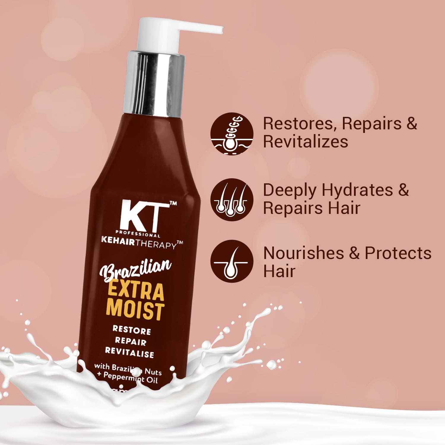 Brazilian Extra Moist Shampoo | Enriched with Brazilian Nut & Peppermint Oil | Restores & Revitalizes Dry, Damaged Hair | Sulfate-Free, Paraben-Free | 250ml