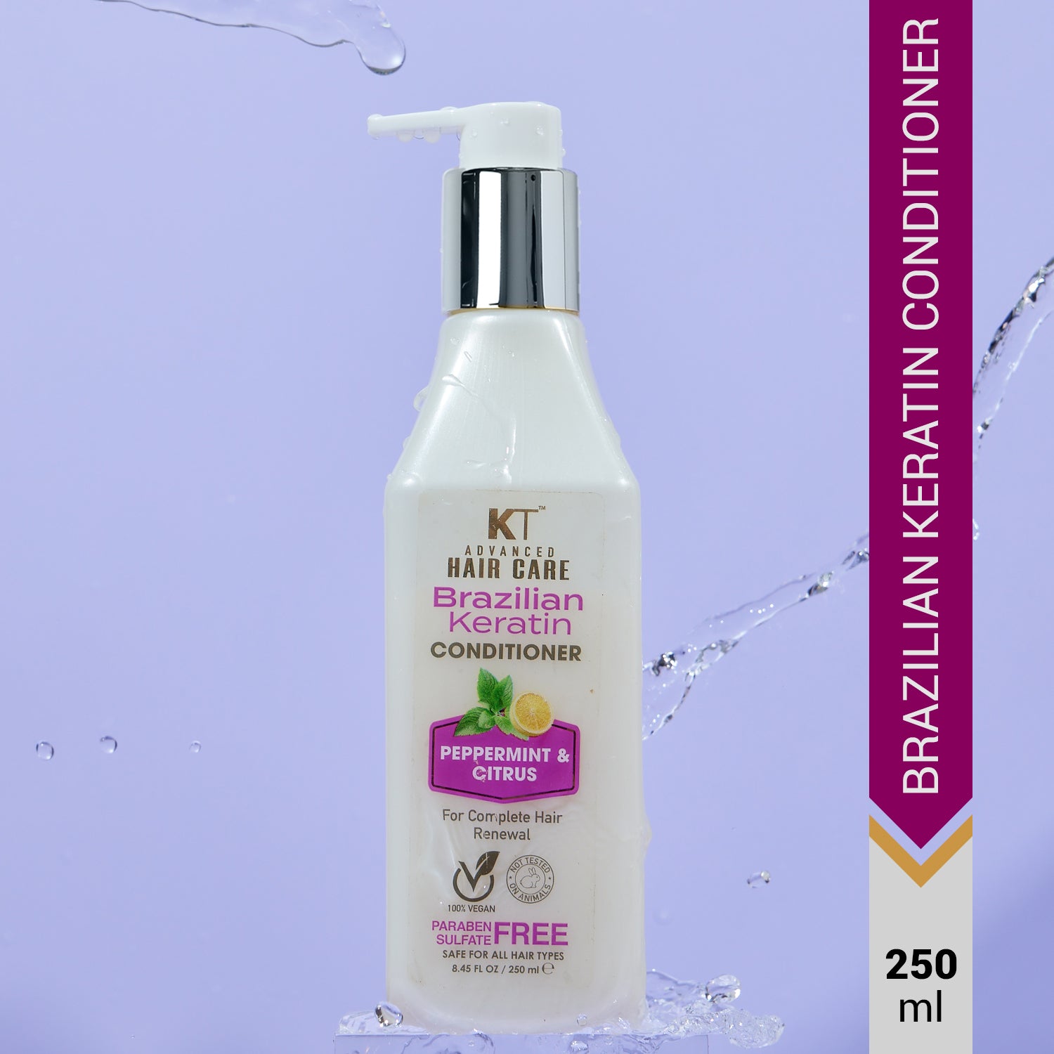 Brazilian Keratin Conditioner | Peppermint & Citrus| Restores, Repairs & Revitalizes Hair | Sulfate-Free, Paraben-Free | 250ml