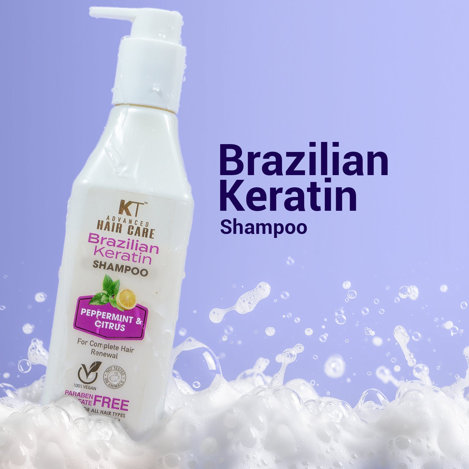 Brazilian Keratin Shampoo | Peppermint & Citrus | Restores, Repairs & Revitalizes Hair | Sulfate-Free, Paraben-Free | 250ml