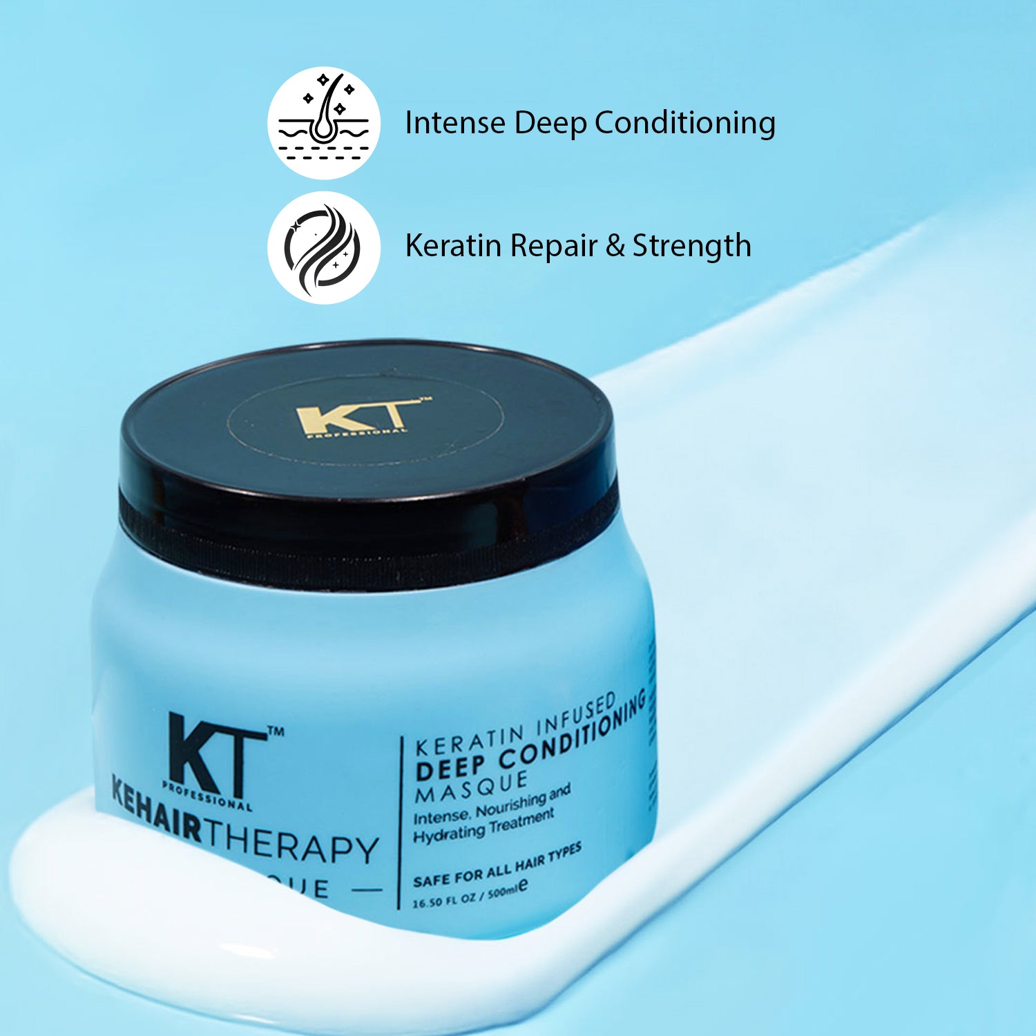 Keratin Infused Deep Conditioning Hair Masque | Intense Nourishment & Hydration Treatment | Sulfate-Free, Paraben-Free | 500ml