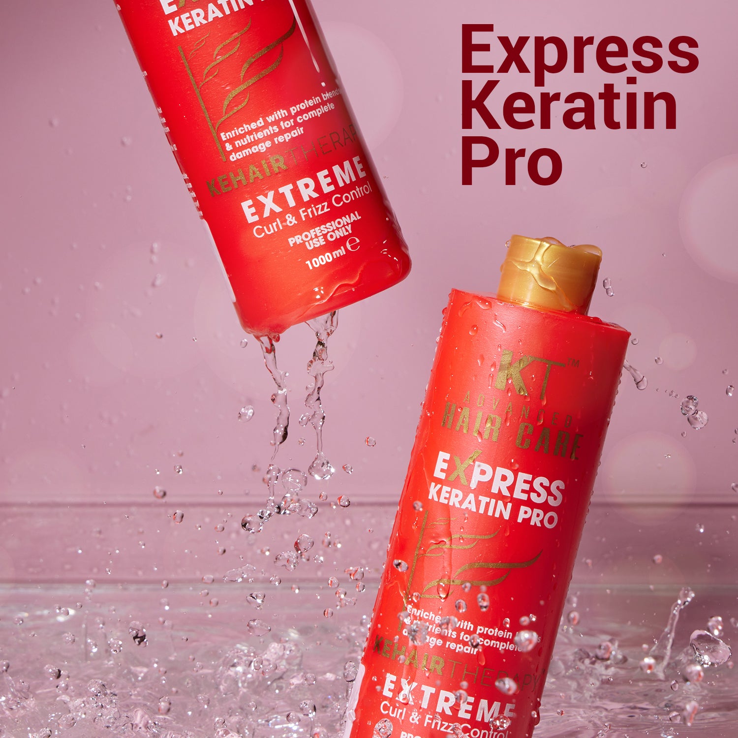 Express Keratin Pro Treatment | Protein-Enriched Formula for Damage Repair, Curl & Frizz Control | Sulfate-Free, Paraben-Free | 1000ml | 120ml