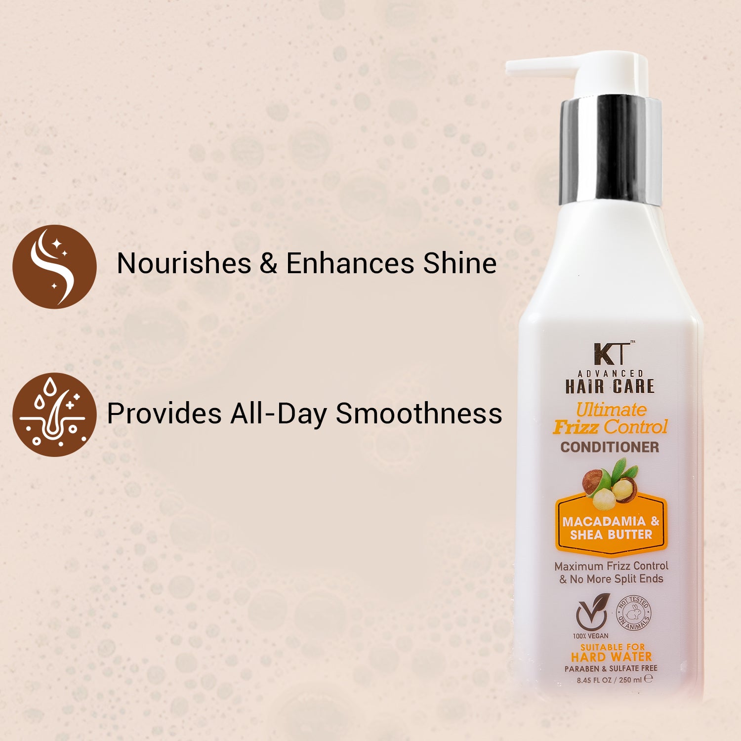 Ultimate Frizz Control Conditioner | Infused with Macadamia & Shea Butter | Controls Frizz & Repairs Split Ends | Sulfate-Free, Paraben-Free | 250ml