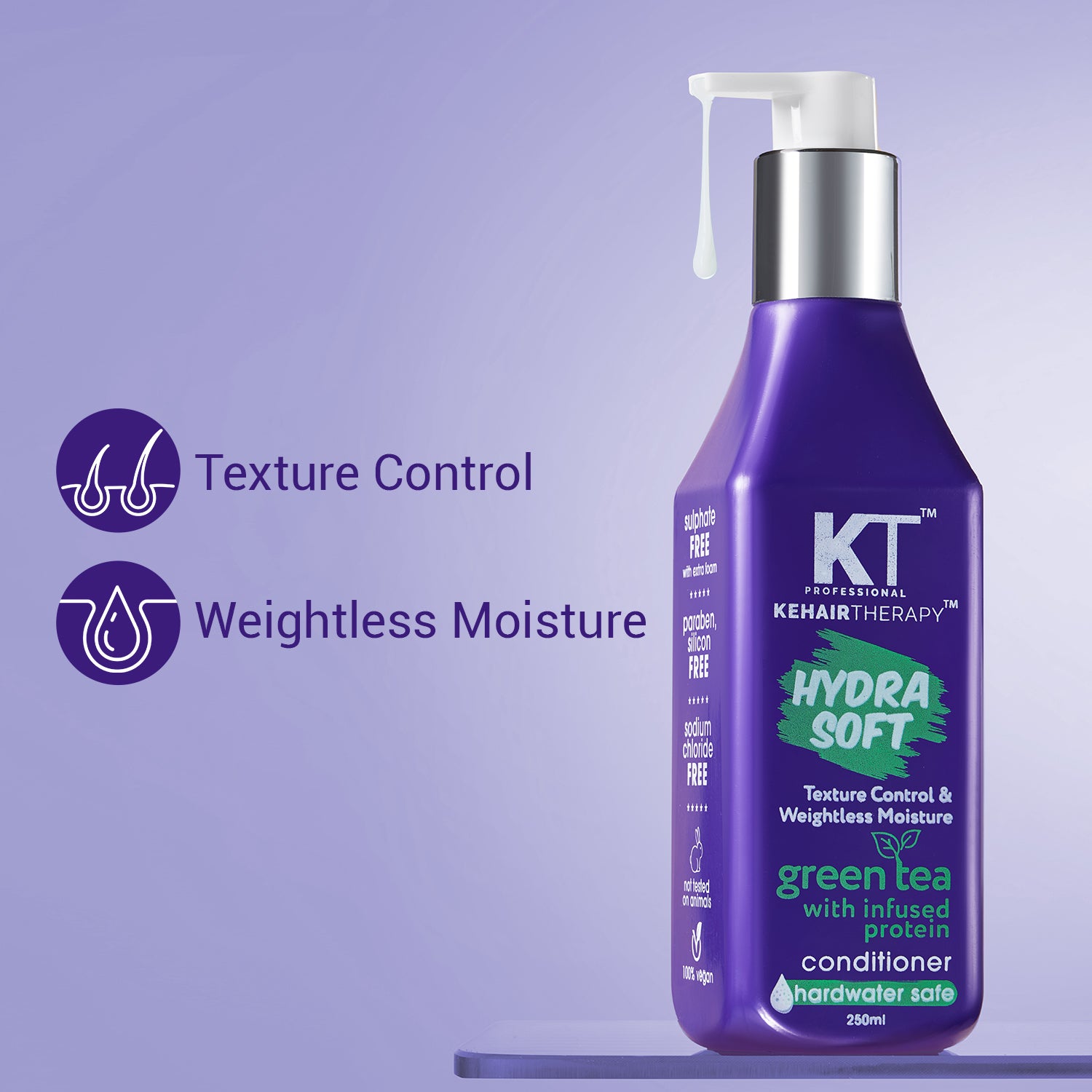 Hydra Soft Conditioner | Infused with Green Tea & Proteins | Texture Control, Weightless Moisture & Hard Water Protection | Sulfate-Free, Paraben-Free | 250ml