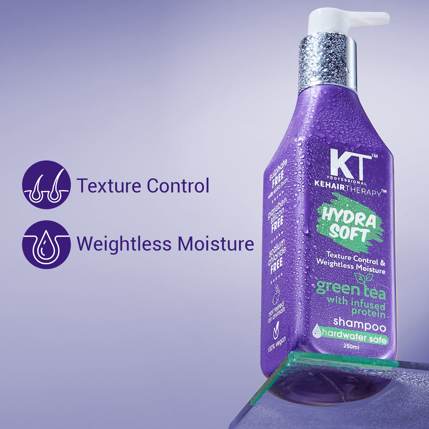 Hydra Soft Shampoo | Infused with Green Tea & Proteins | Texture Control, Weightless Moisture & Hard Water Protection | Sulfate-Free, Paraben-Free | 250ml