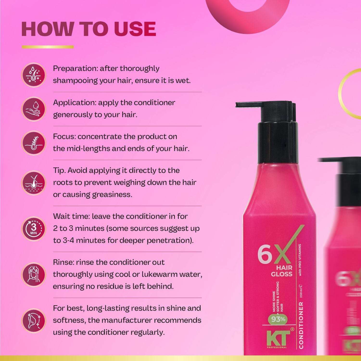 6X Hair Gloss Conditioner | Intense Shine & Smoothness | Pro-Vitamin Formula | Sulfate-Free, Paraben-Free | 250ml