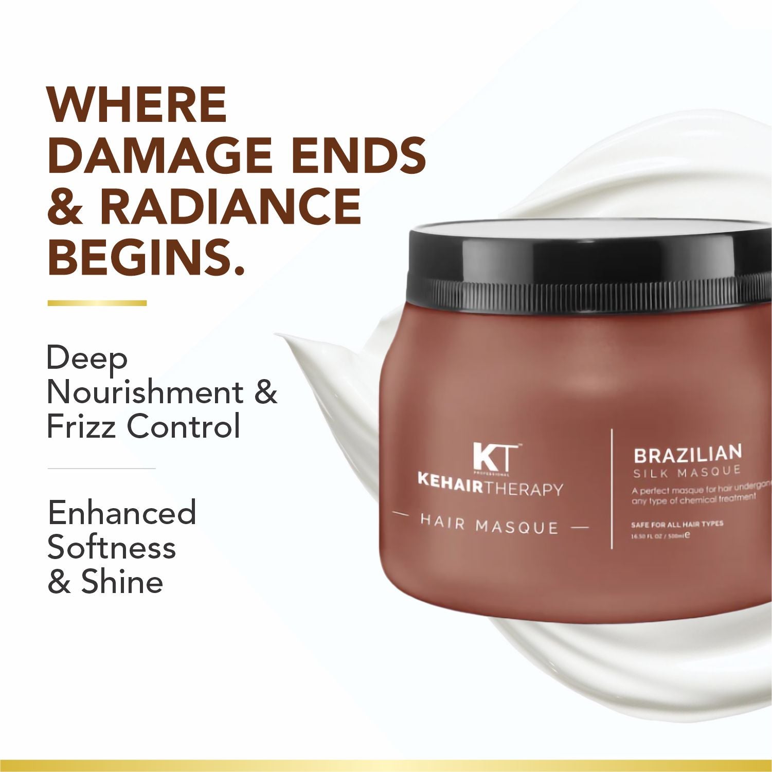 Brazilian Silk Hair Masque | With Brazilian Nuts, Jojoba Seed & Olive Oils | Hair Spa for Chemically Treated Hair | Sulfate-Free, Paraben-Free | 500ml