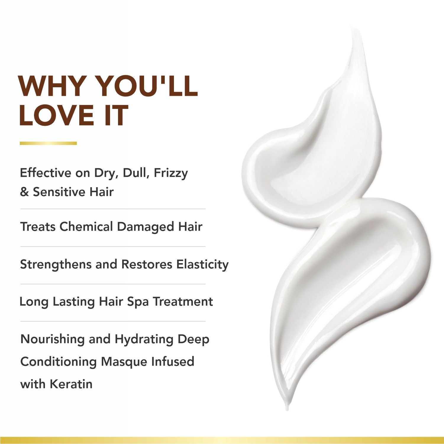 Brazilian Silk Hair Masque | With Brazilian Nuts, Jojoba Seed & Olive Oils | Hair Spa for Chemically Treated Hair | Sulfate-Free, Paraben-Free | 500ml