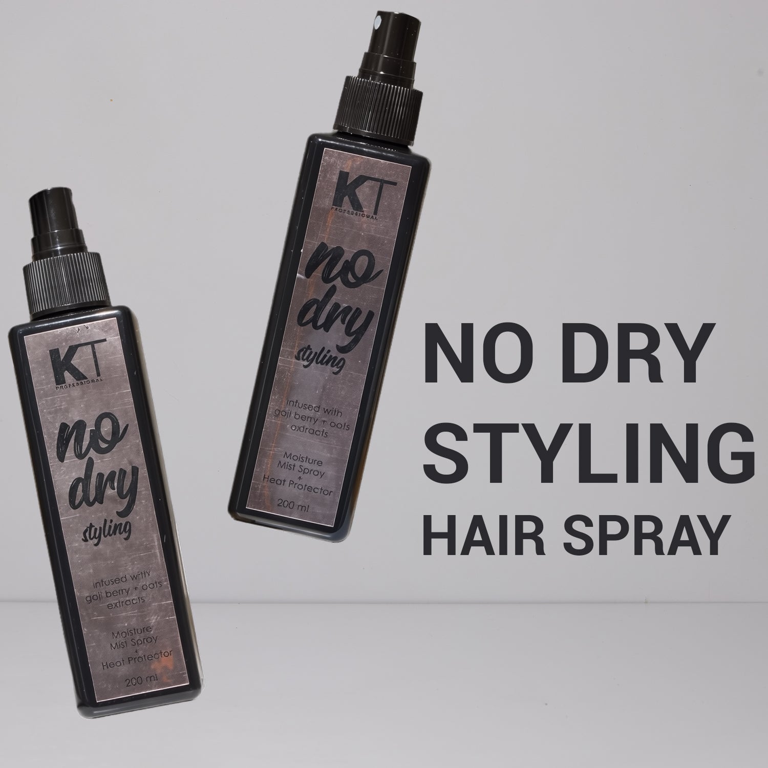 No Dry Styling Moisture Mist Hair Spray & Heat Protector | Infused with Goji Berry & Oats Extracts For Men & Women | Sulfate-Free, Paraben-Free | 200ml