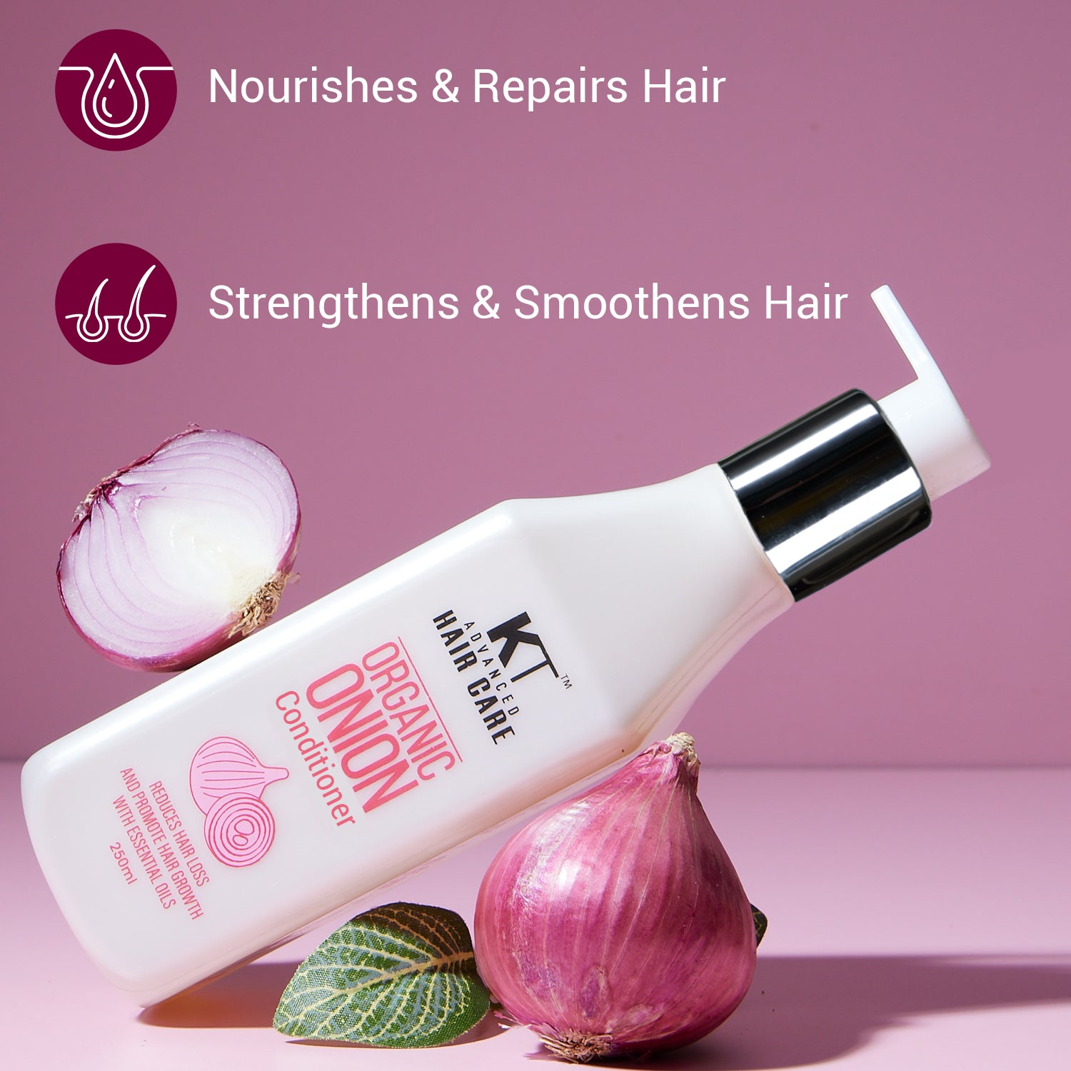 Organic Onion Conditioner | Infused with Essential Oils & Aloe Vera | Controls Hair Fall & Strengthens Hair | Sulfate-Free, Paraben-Free | 250ml