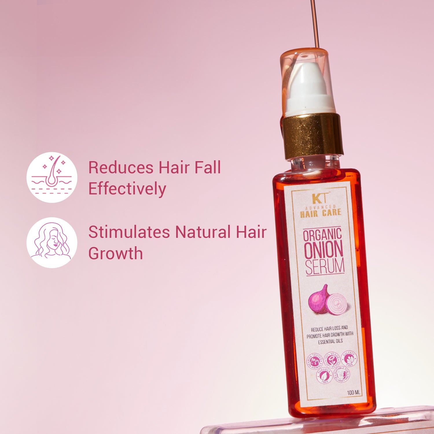 Organic Onion Hair Serum | Essential Oils for Hair Fall Control & Enhanced Hair Growth | Sulfate-Free, Paraben-Free | 100ml