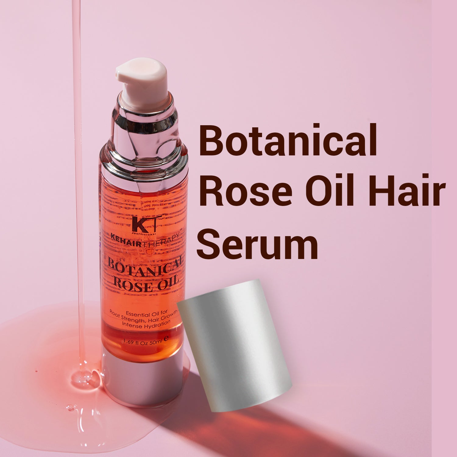Botanical Rose Oil Hair Serum | For Soft, Silky Hair, Natural Shine & Long-Lasting Hydration | Sulfate-Free, Paraben-Free | 50ml