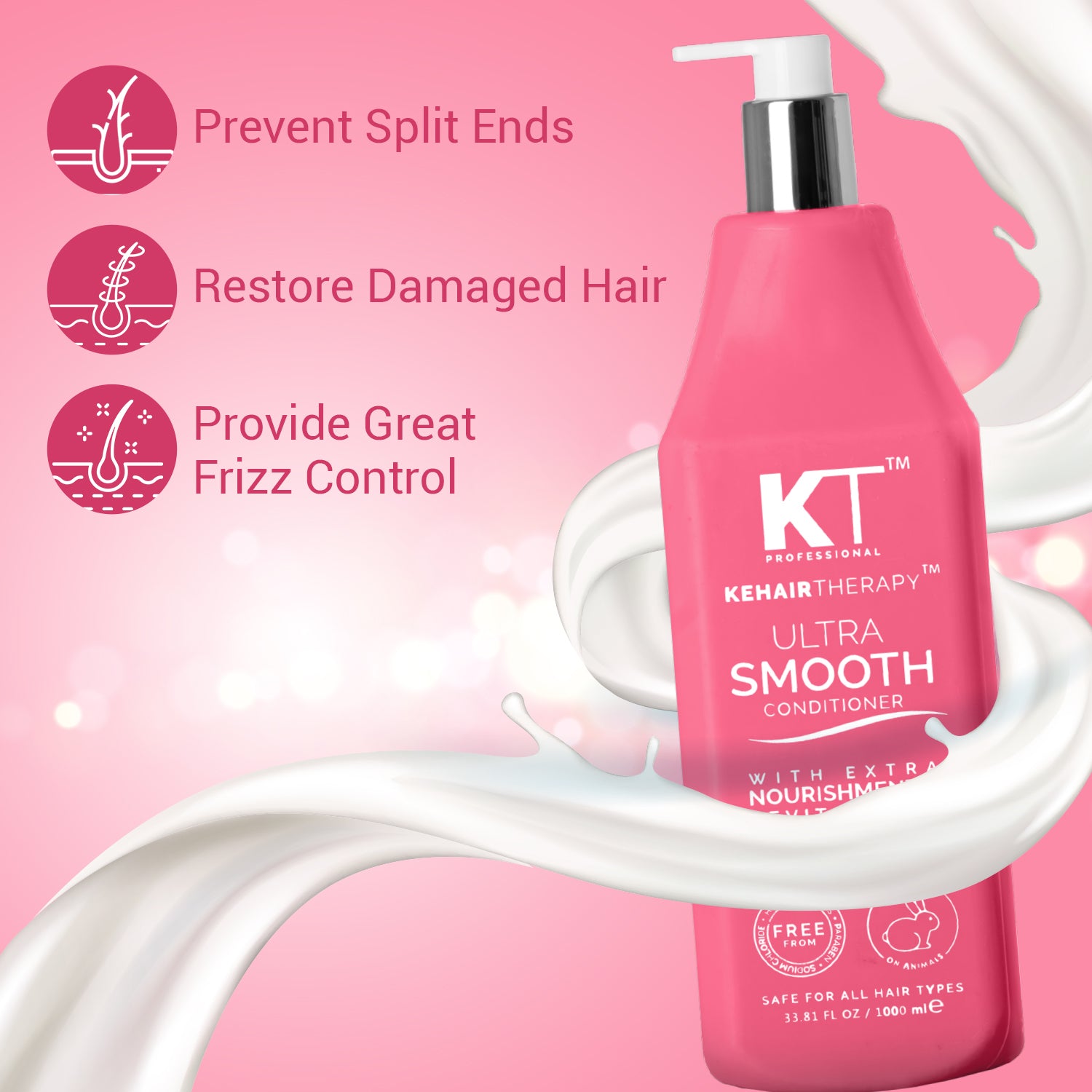 Ultra Smooth Conditioner | With Acai Oil & Cupuacu Oil | Nourishment & Revitalizing for Soft, Shiny Hair | Sulfate-Free, Paraben-Free | 1000ml | 500ml | 250ml