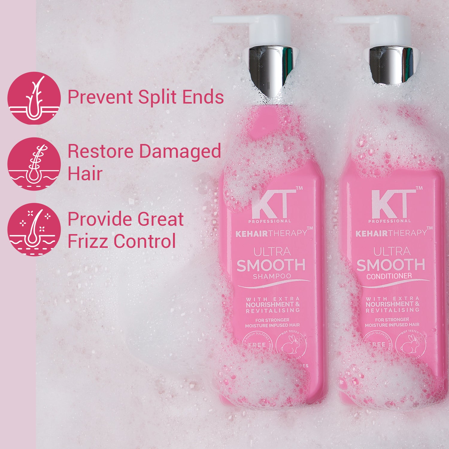 Ultra Smooth Shampoo & Conditioner | With Acai Oil & Cupuacu Oil | Extra Nourishment & Revitalizing for Soft, Shiny Hair | Sulfate-Free, Paraben-Free | 250ml x 2