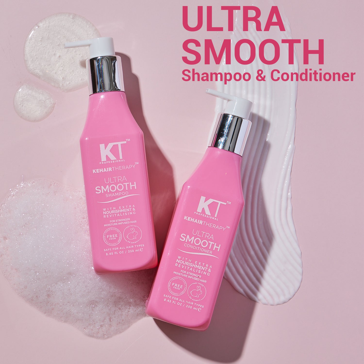 Ultra Smooth Shampoo & Conditioner | With Acai Oil & Cupuacu Oil | Extra Nourishment & Revitalizing for Soft, Shiny Hair | Sulfate-Free, Paraben-Free | 250ml x 2