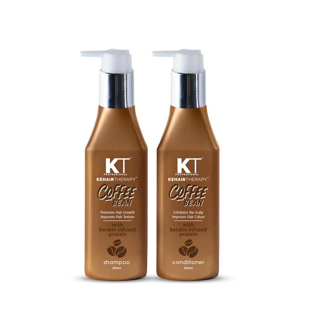 Coffee Bean Shampoo & Conditioner | Keratin & Protein Infused | Scalp Exfoliation & Enhanced Hair Color | Anti-Hair Fall | Sulfate-Free, Paraben-Free | 250ml x 2