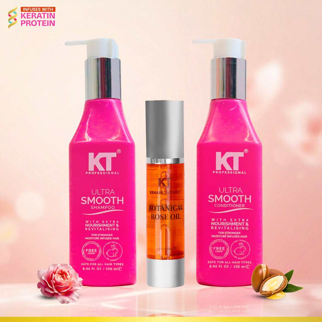 Ultra Smooth Shampoo &amp; Conditioner 250ml + Botanical Rose Oil Serum 50ml