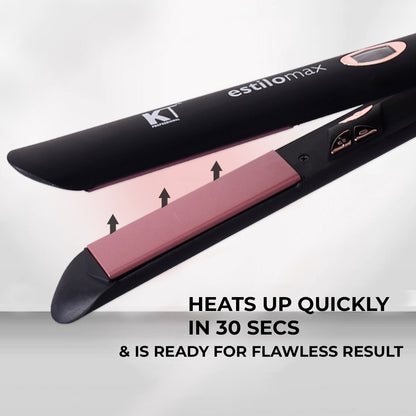 KT Professional Hair Straightener, Hair Iron With Keratin Coated Plates With Pro High Temperature (Temperature 140 °C to 240 °C) Black Color