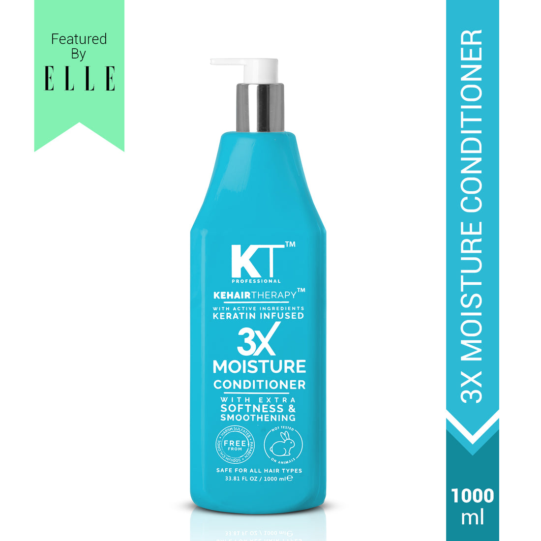 3X Moisture Conditioner | Keratin-Infused with Active Ingredients for Extra Softness & Smoothness | Sulfate-Free, Paraben-Free | 1000ml