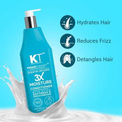 3X Moisture Conditioner | Keratin-Infused with Active Ingredients for Extra Softness &amp; Smoothness | Sulfate-Free, Paraben-Free | 1000ml