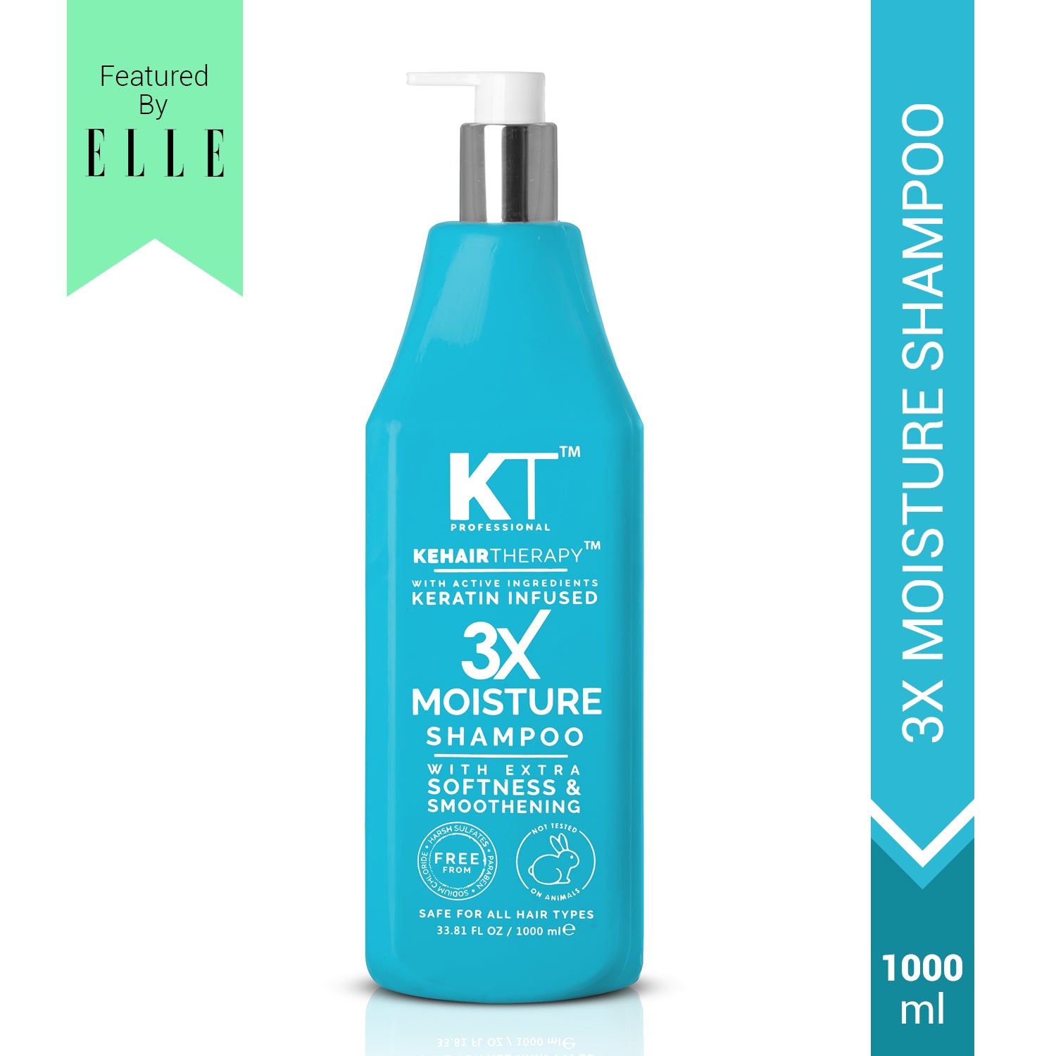 3X Moisture Shampoo | Keratin-Infused with Active Ingredients for Extra Softness &amp; Smoothness | Sulfate-Free, Paraben-Free | 1000ml | 120ml