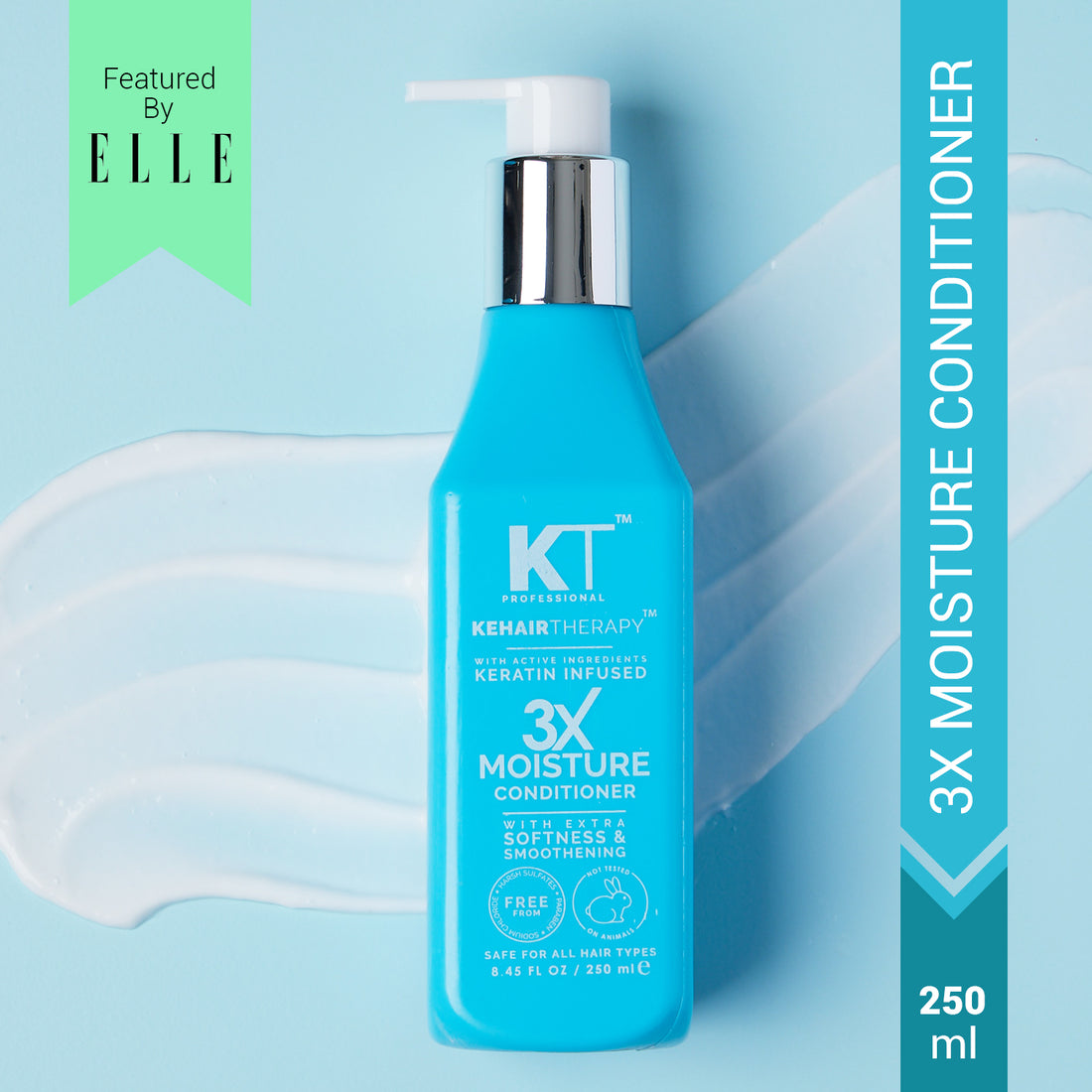 3X Moisture Conditioner | Keratin-Infused with Active Ingredients for Extra Softness & Smoothness | Sulfate-Free, Paraben-Free | 250ml