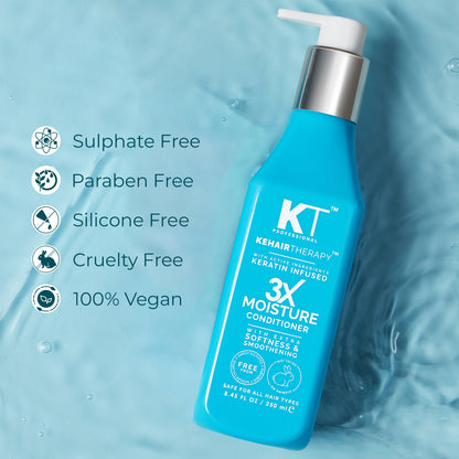 KT Professional KeHairTherapy Sulfate-Free 3X Moisture Conditioner | Intense Hydration &amp; Repair for Dry, Damaged Hair | Sulfate-Free, Paraben-Free, and Safe for Color-Treated Hair