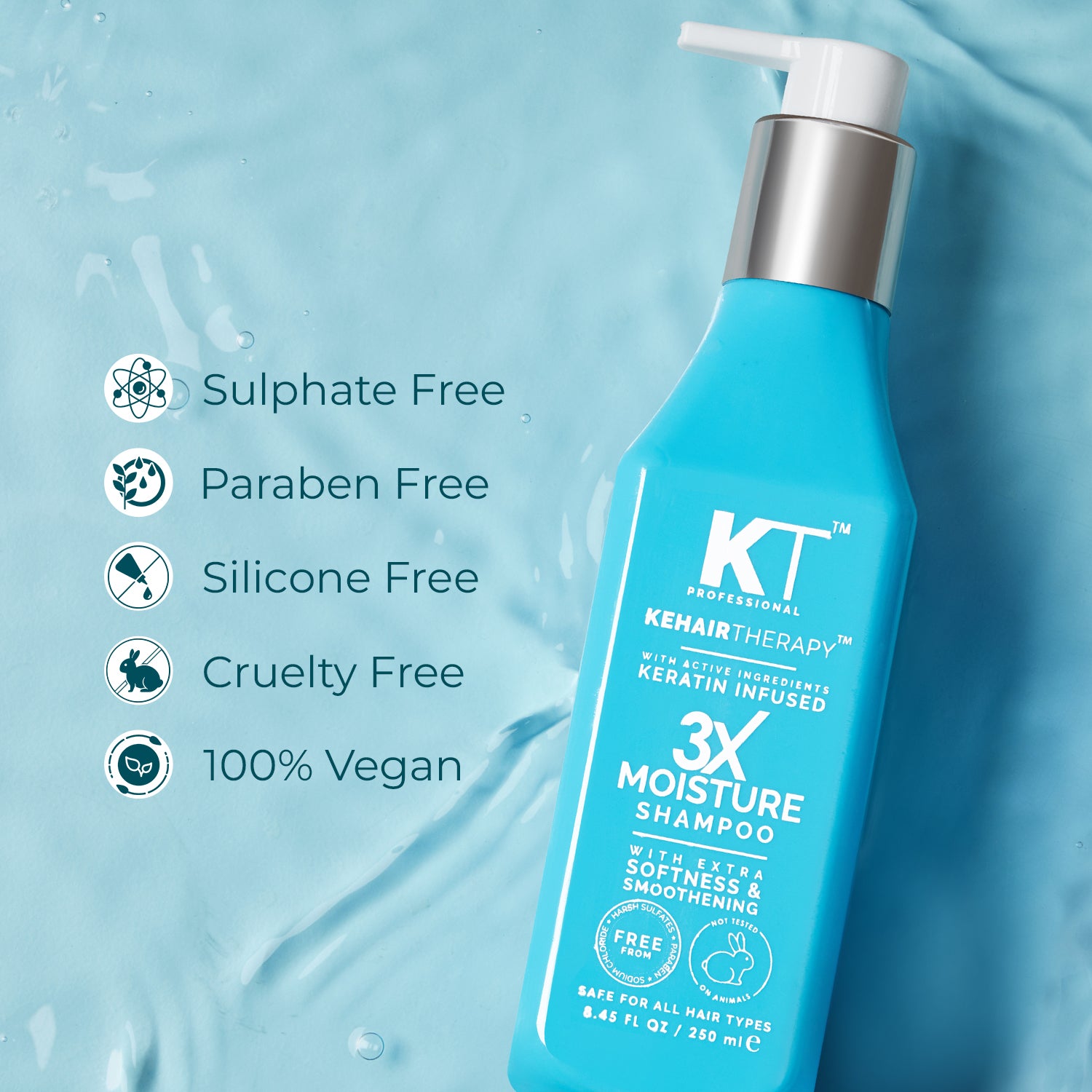 KT Professional 3X Moisture Shampoo | Intense Hydration &amp; Nourishment for Dry, Damaged Hair | Restores Softness, Shine, and Moisture