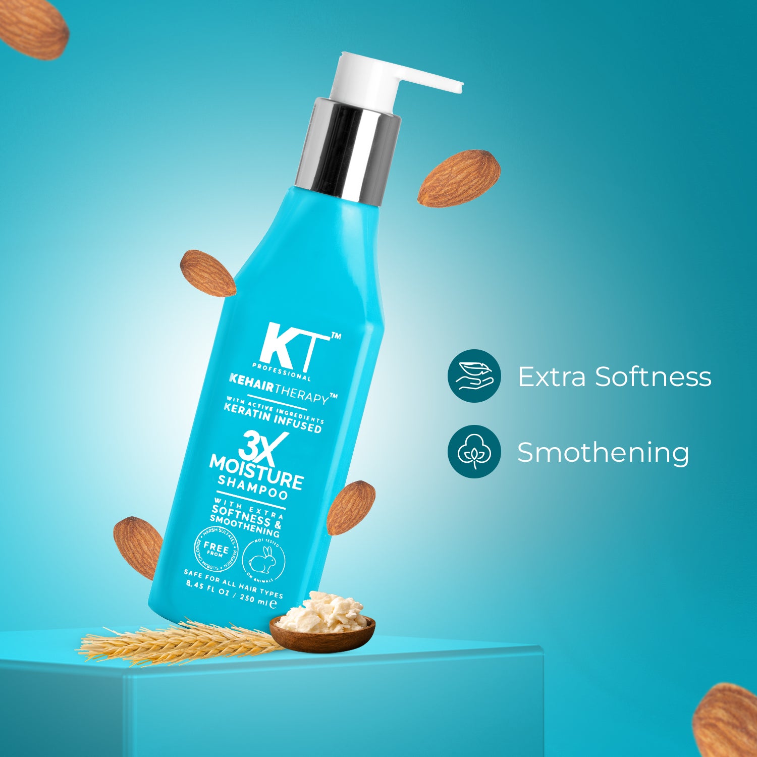 KT Professional 3X Moisture Shampoo | Intense Hydration &amp; Nourishment for Dry, Damaged Hair | Restores Softness, Shine, and Moisture