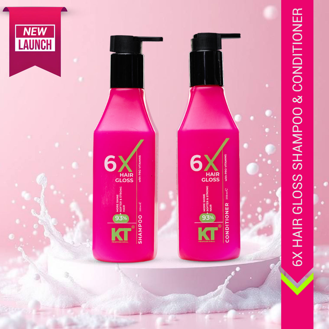 6X Hair Gloss Shampoo & Conditioner | 93% More Shine | Pro-Vitamin Enriched | Sulfate-Free, Paraben-Free | 250ml