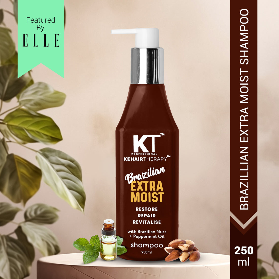 Brazilian Extra Moist Shampoo | Enriched with Brazilian Nut &amp; Peppermint Oil | Restores &amp; Revitalizes Dry, Damaged Hair | Sulfate-Free, Paraben-Free | 250ml