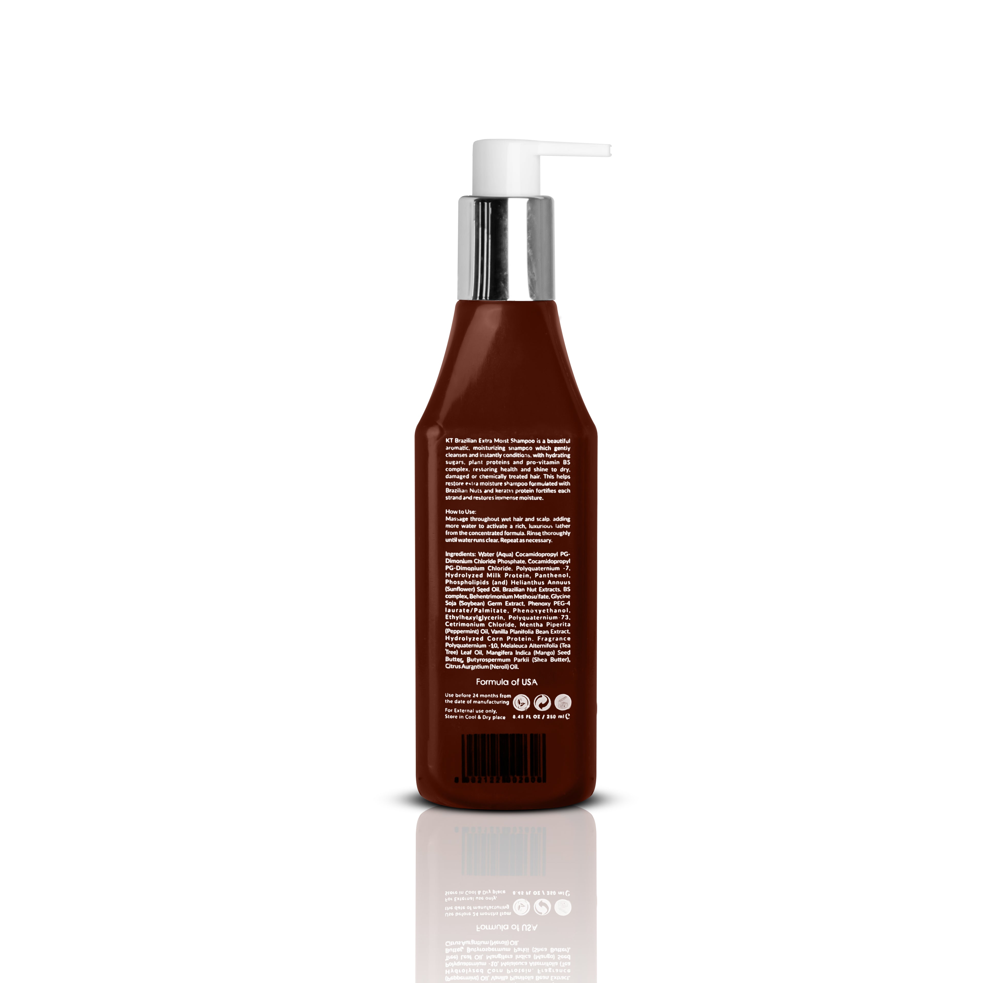 Brazilian Extra Moist Shampoo | Enriched with Brazilian Nut &amp; Peppermint Oil | Restores &amp; Revitalizes Dry, Damaged Hair | Sulfate-Free, Paraben-Free | 250ml