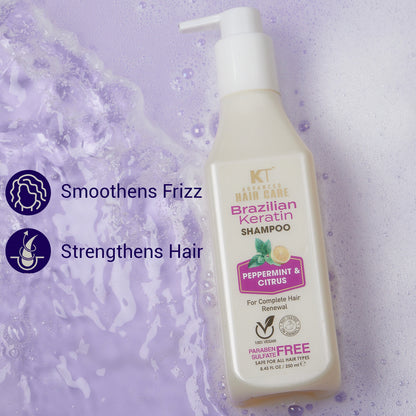 Brazilian Keratin Shampoo | Peppermint &amp; Citrus | Restores, Repairs &amp; Revitalizes Hair | Sulfate-Free, Paraben-Free | 250ml