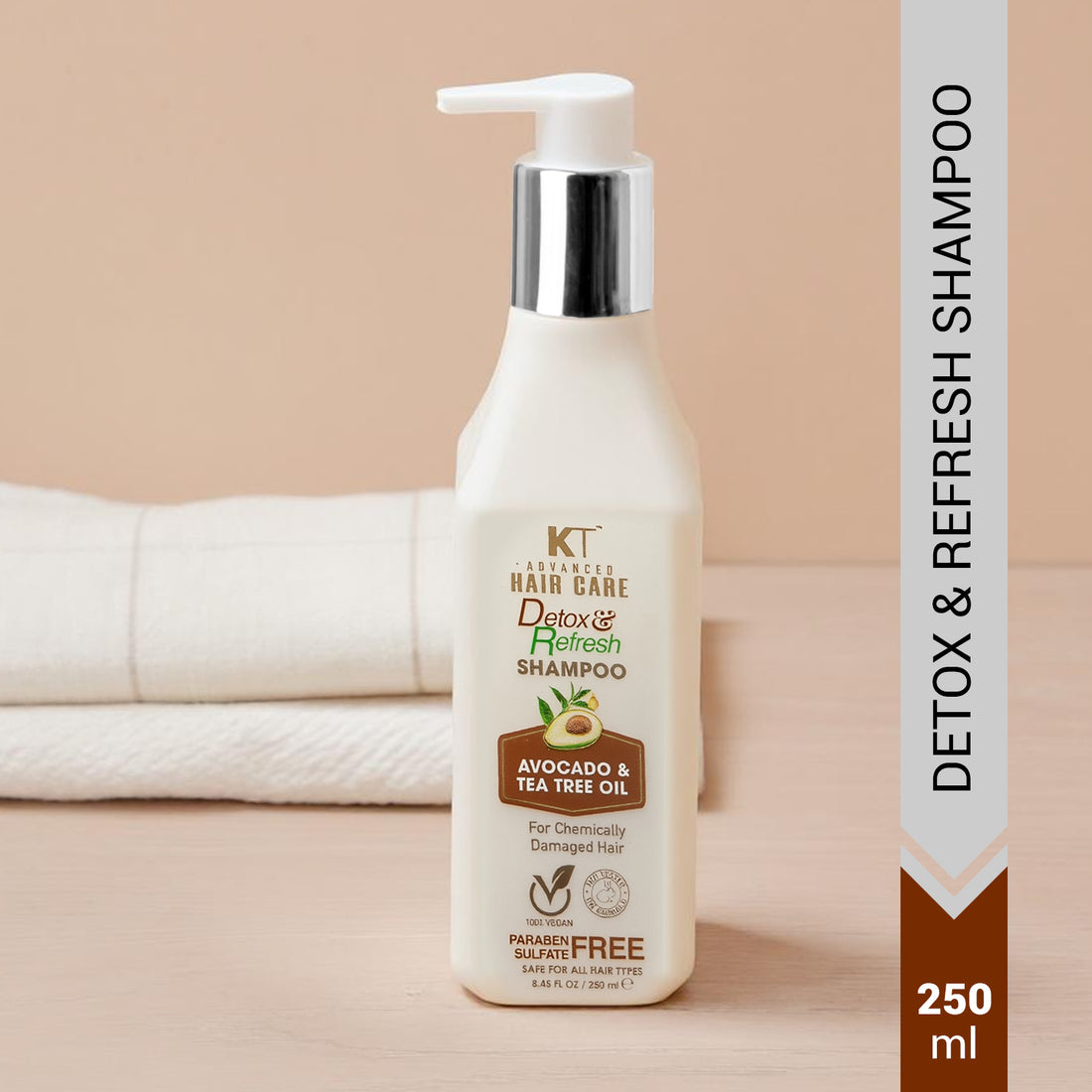 Detox & Refresh Shampoo | Infused with Avocado & Tea Tree Oil | Purifies Scalp & Controls Oil | For Chemically Damaged Hair | Sulfate-Free, Paraben-Free | 250ml