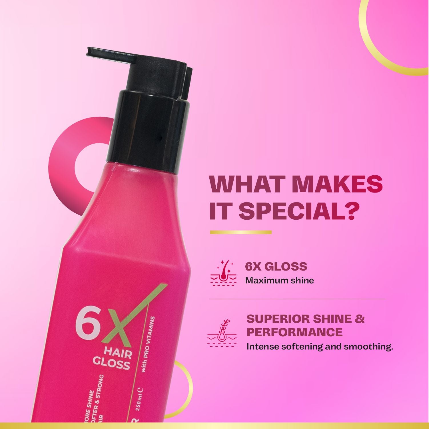 6X Hair Gloss Conditioner | Intense Shine &amp; Smoothness | Pro-Vitamin Formula | Sulfate-Free, Paraben-Free | 250ml