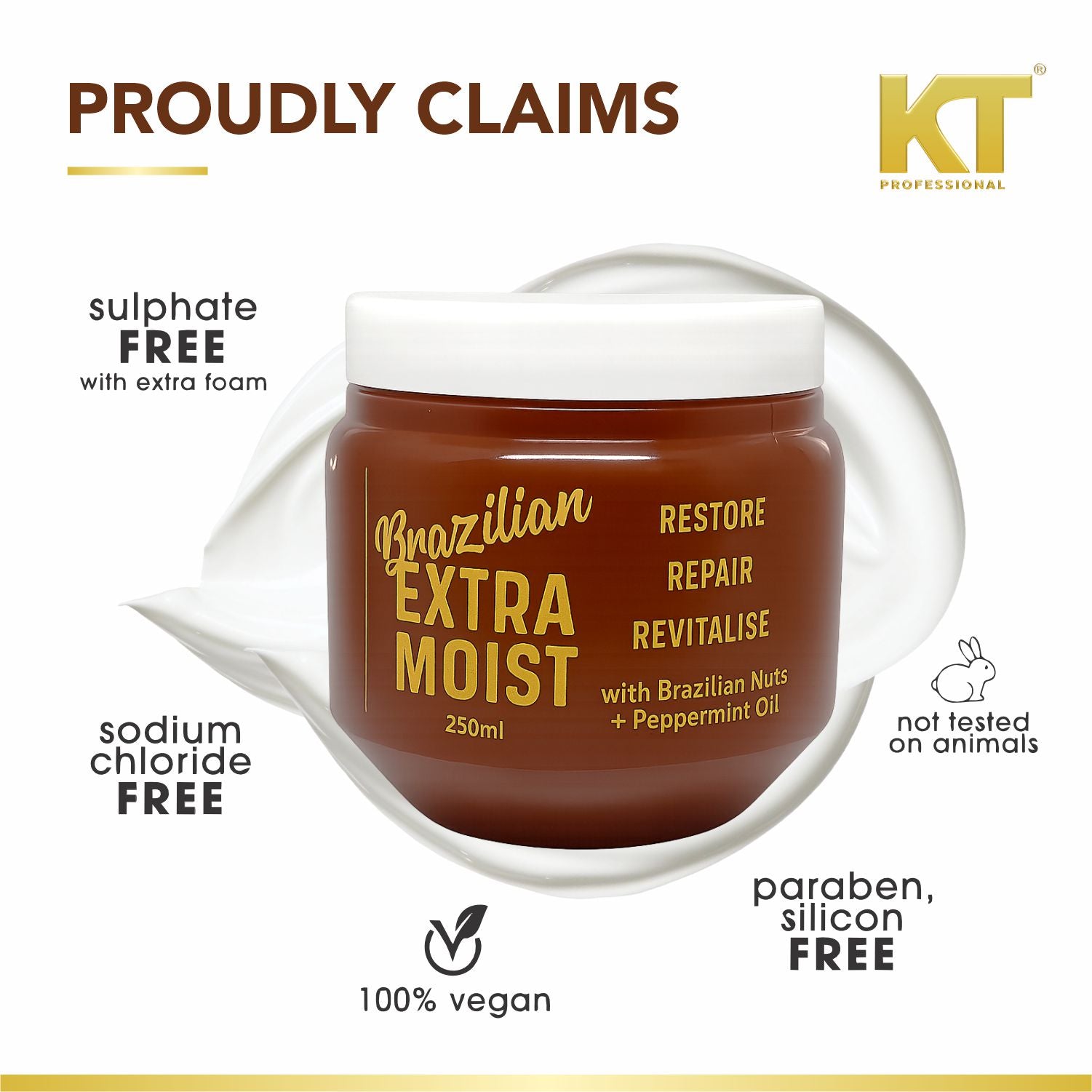 Brazilian Extra Moist Hair Masque | Enriched with Brazilian Nut &amp; Peppermint Oil | Restores &amp; Revitalizes Dry, Damaged Hair | Sulfate-Free, Paraben-Free | 250ml