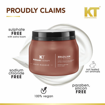 Brazilian Silk Hair Masque | With Brazilian Nuts, Jojoba Seed &amp; Olive Oils | Hair Spa for Chemically Treated Hair | Sulfate-Free, Paraben-Free | 500ml