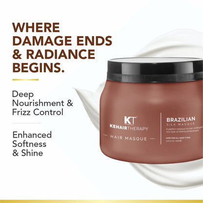 Brazilian Silk Hair Masque | With Brazilian Nuts, Jojoba Seed &amp; Olive Oils | Hair Spa for Chemically Treated Hair | Sulfate-Free, Paraben-Free | 500ml
