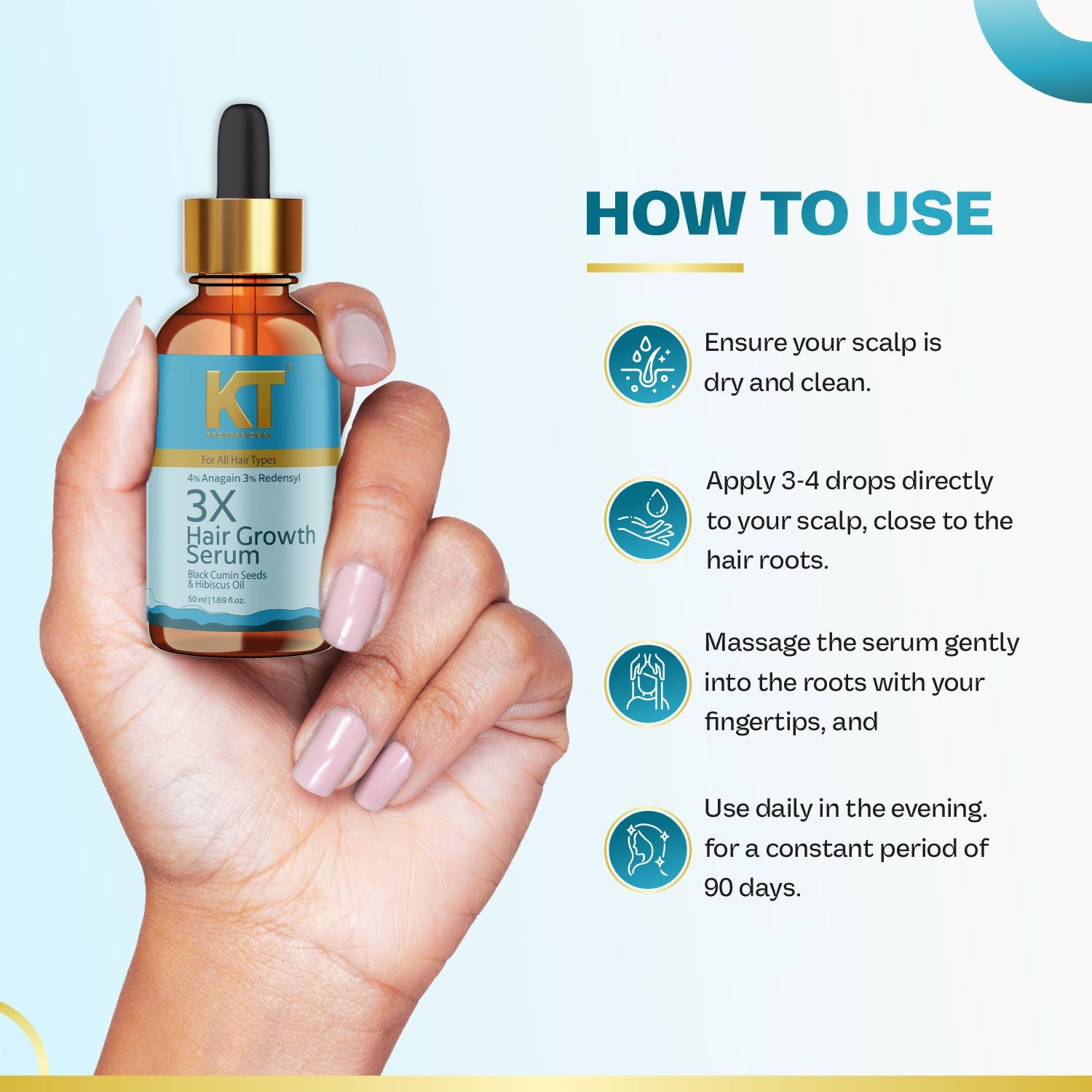 3X Hair Growth Serum | Infused with Black Cumin, Anagain, Hibiscus, Redensyl | Enhance Hair Growth, Strength &amp; Nourishment | Sulfate-Free, Paraben-Free | 50ml