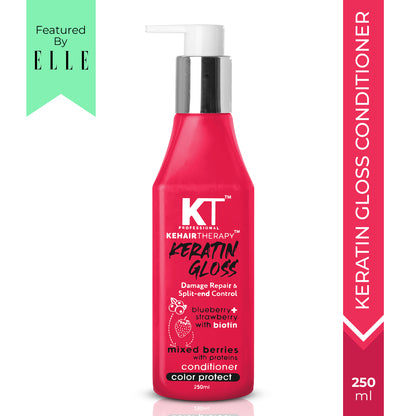 KT Professional Keratin Gloss Damage Repair &amp; Split-End Control Shampoo - 250ml | Sulfate-Free &amp; Paraben-Free | Strengthening &amp; Nourishing Formula for Smooth, Healthy Hair | Ideal for All Hair Types